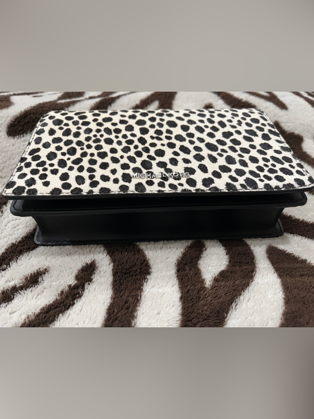NEW!! Michael Kors Animal Print Jet Set Small Calf Hair Flap Chain Crossbody - Picture 5 of 14